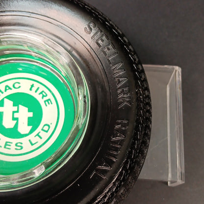 Kelly-Springfield And Timac Tire Sales Ltd Vintage Ashtray Rubber Tire And Glass