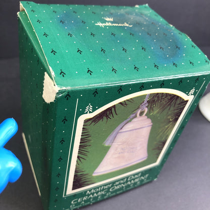 Hallmark Bell Mother And Dad Ceramic Ornament Dated 1985 Keepsake Christmas TW