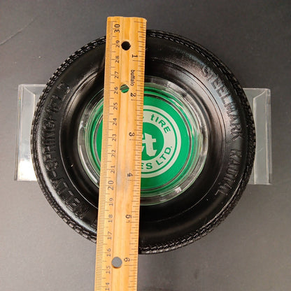 Kelly-Springfield And Timac Tire Sales Ltd Vintage Ashtray Rubber Tire And Glass