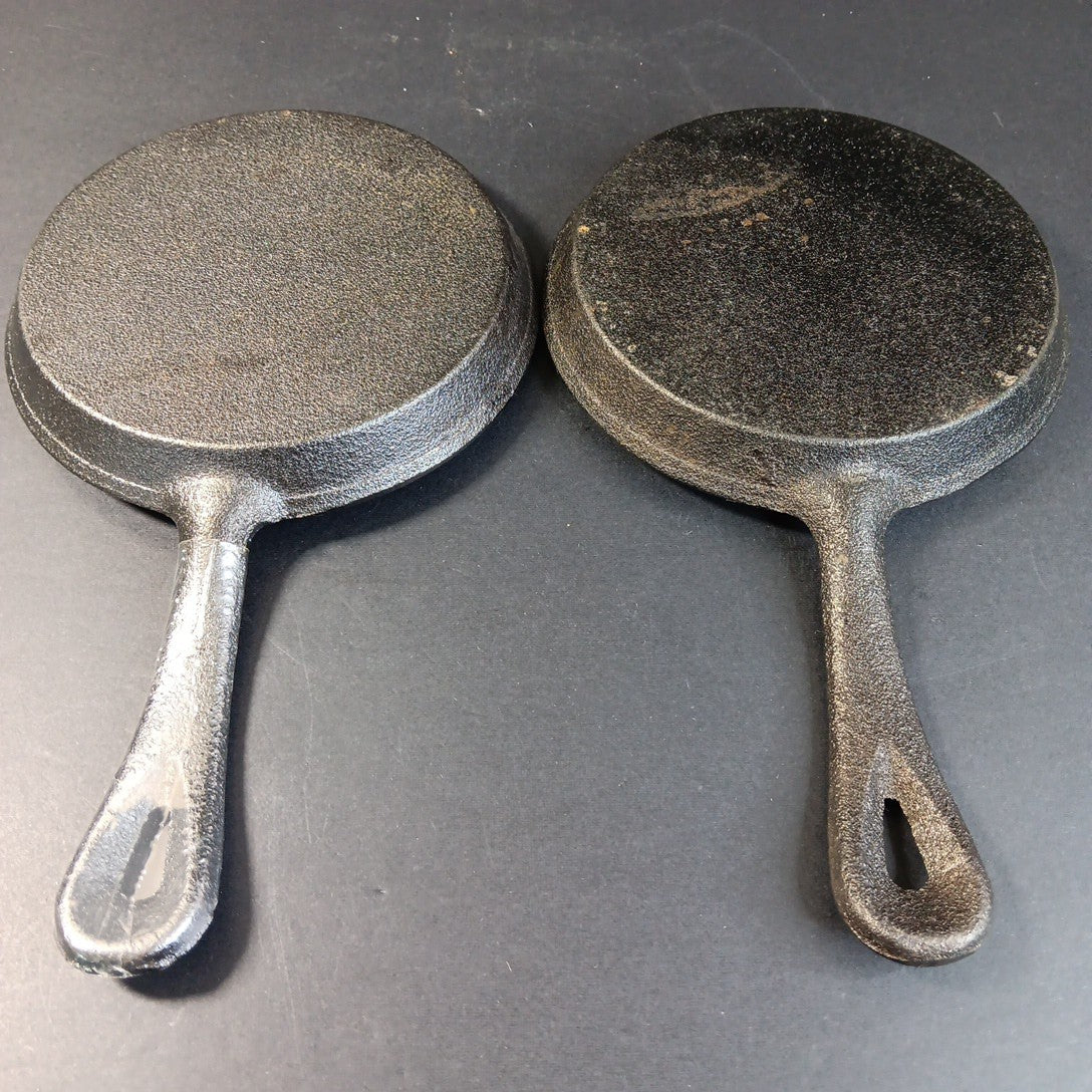 Set Of 2 Cast Iron Fry Pans Mini Skillet Eggs Or Pancakes Travel RV Camping X