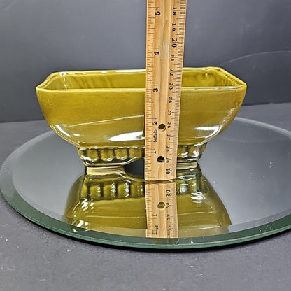 Vintage 404 6 USA Avocado Olive Green Rectangle Footed Pottery Planter
