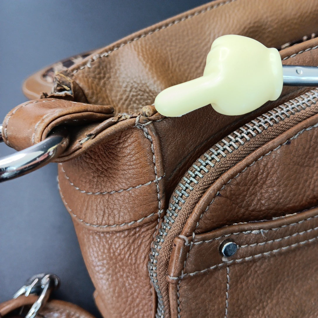 Tignanello Leather Brown Hobo Handbag Magnetic Zip Close Purse With Defects CN