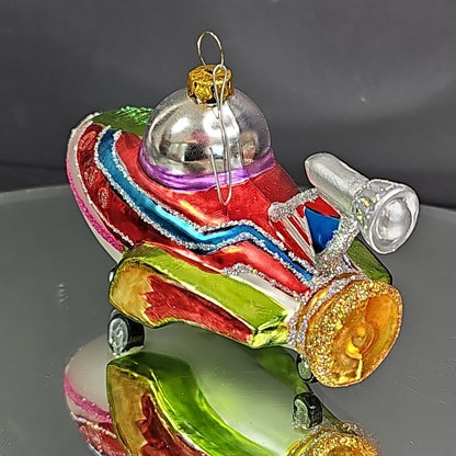 Glass Airplane Space Ship Christmas Ornament Rare Collectable 5.5 Inch