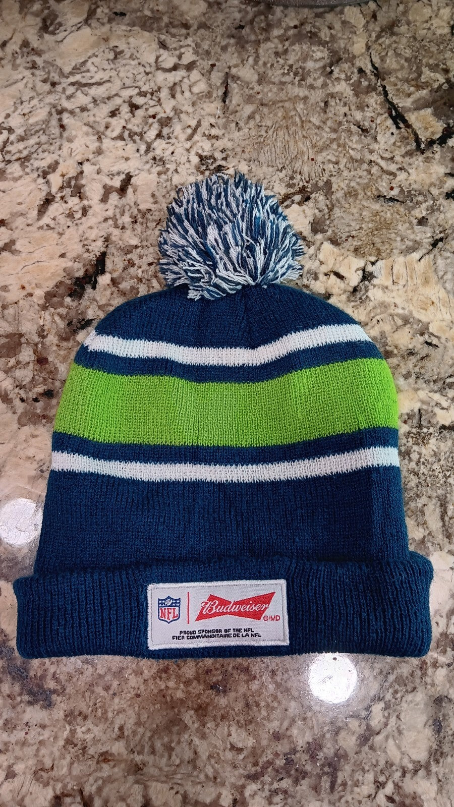 Seattle Seahawks Hat Beanie Toque Blue Green NFL Football Budweiser Cuffed Mens