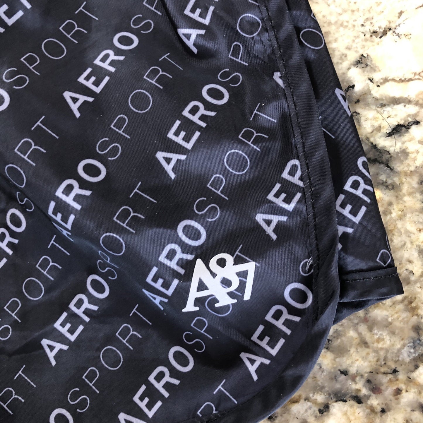 Small Aeropostale Sport Womens Shorts Lined Undergarment Drawstring Black BD