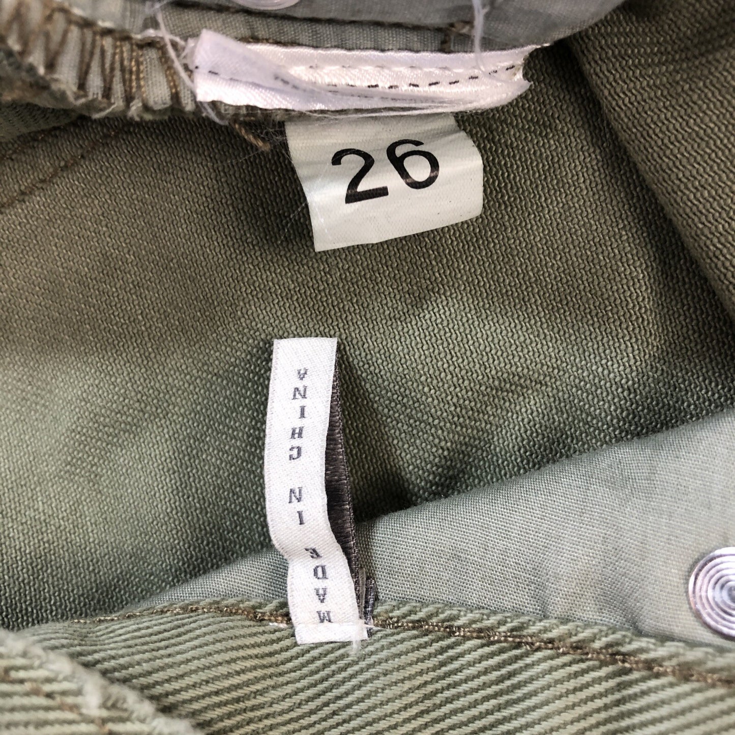 Size 26 One Teaspoon Womens Jean Skirt Olive Green Rips Fringe Grunge CN