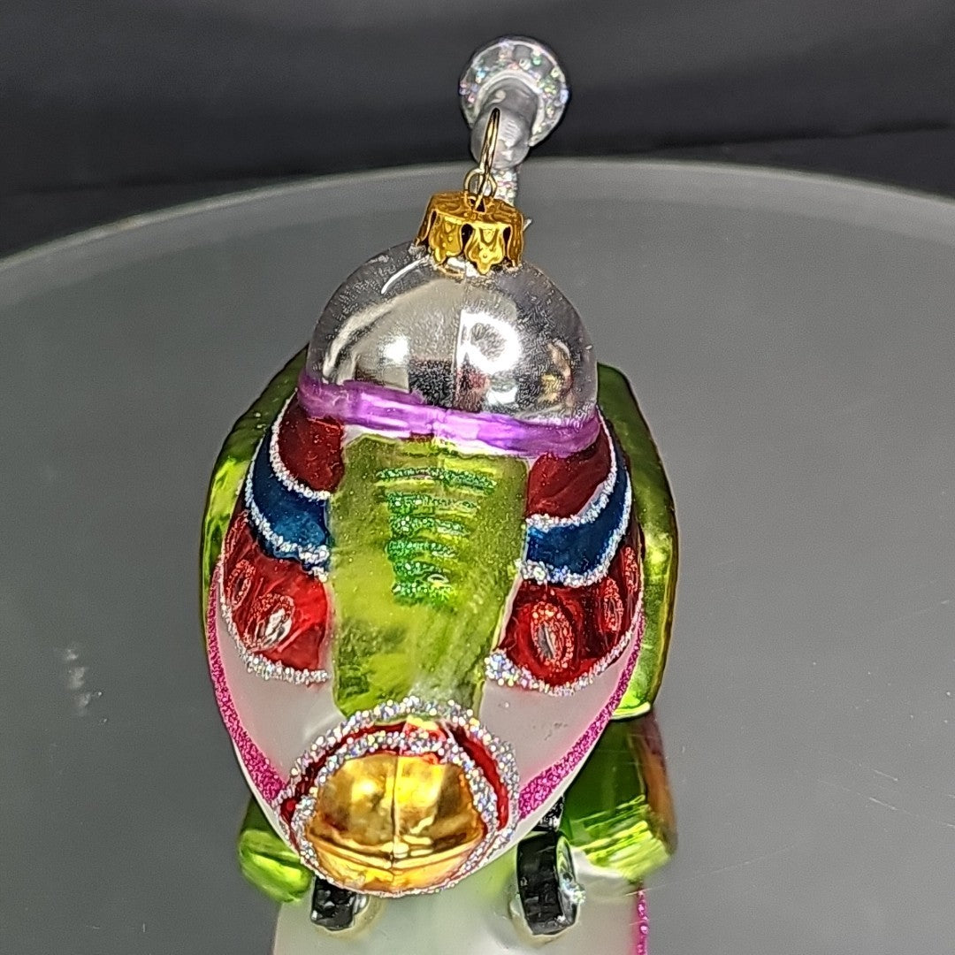 Glass Airplane Space Ship Christmas Ornament Rare Collectable 5.5 Inch