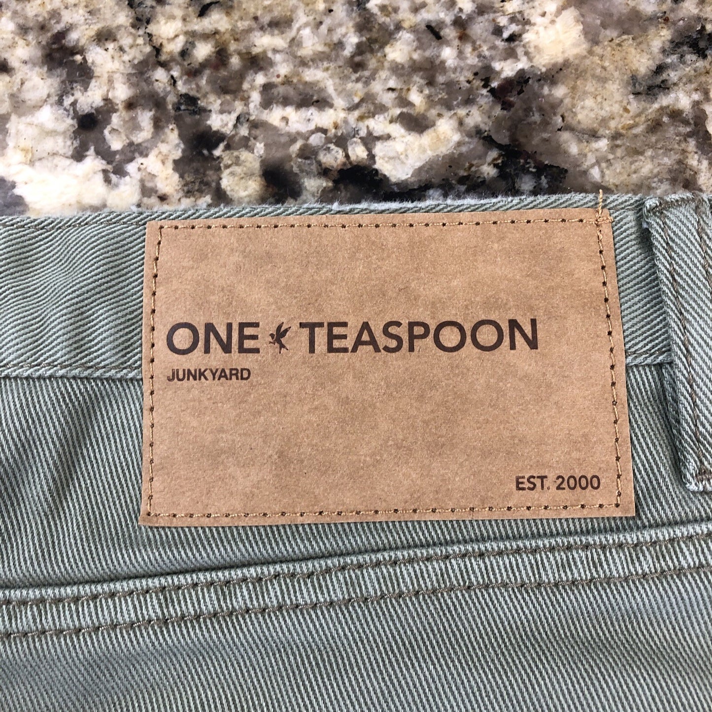 Size 26 One Teaspoon Womens Jean Skirt Olive Green Rips Fringe Grunge CN