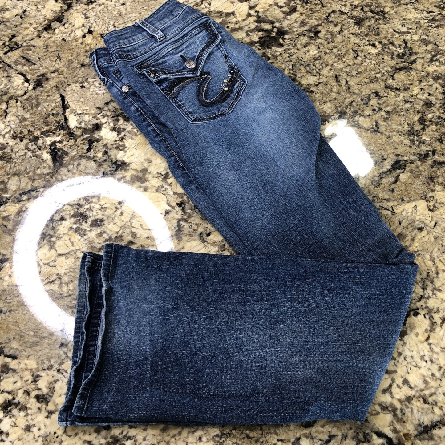 Size 30 X 32 Silver Jean Co. Womens Denim Bootcut Jeans Beaded Distressed