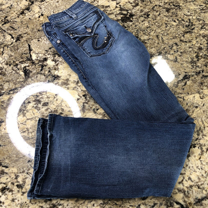 Size 30 X 32 Silver Jean Co. Womens Denim Bootcut Jeans Beaded Distressed