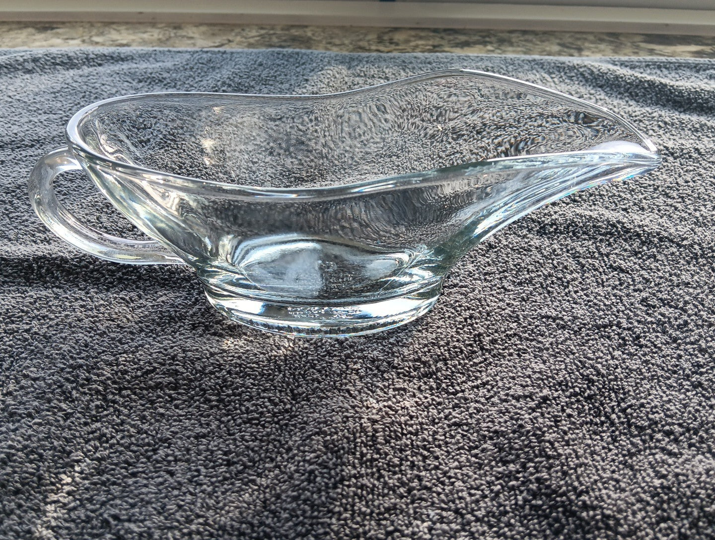 Anchor Hocking Clear Glass Gravy Boat With Handle 10 oz Made In USA #1028