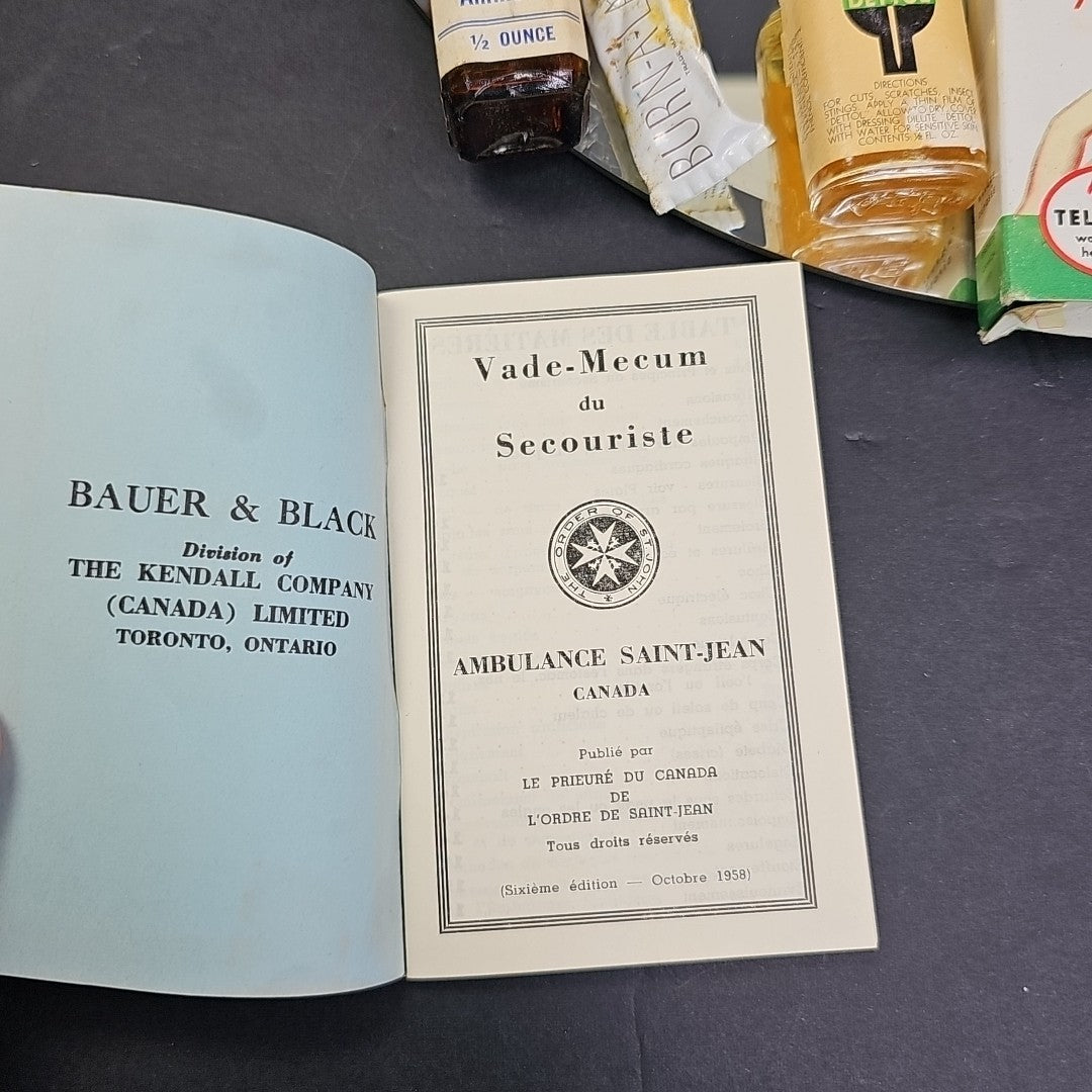 Vintage CURITY Automobile First Aid Kit Bauer & Black Near Completely Full WOW!
