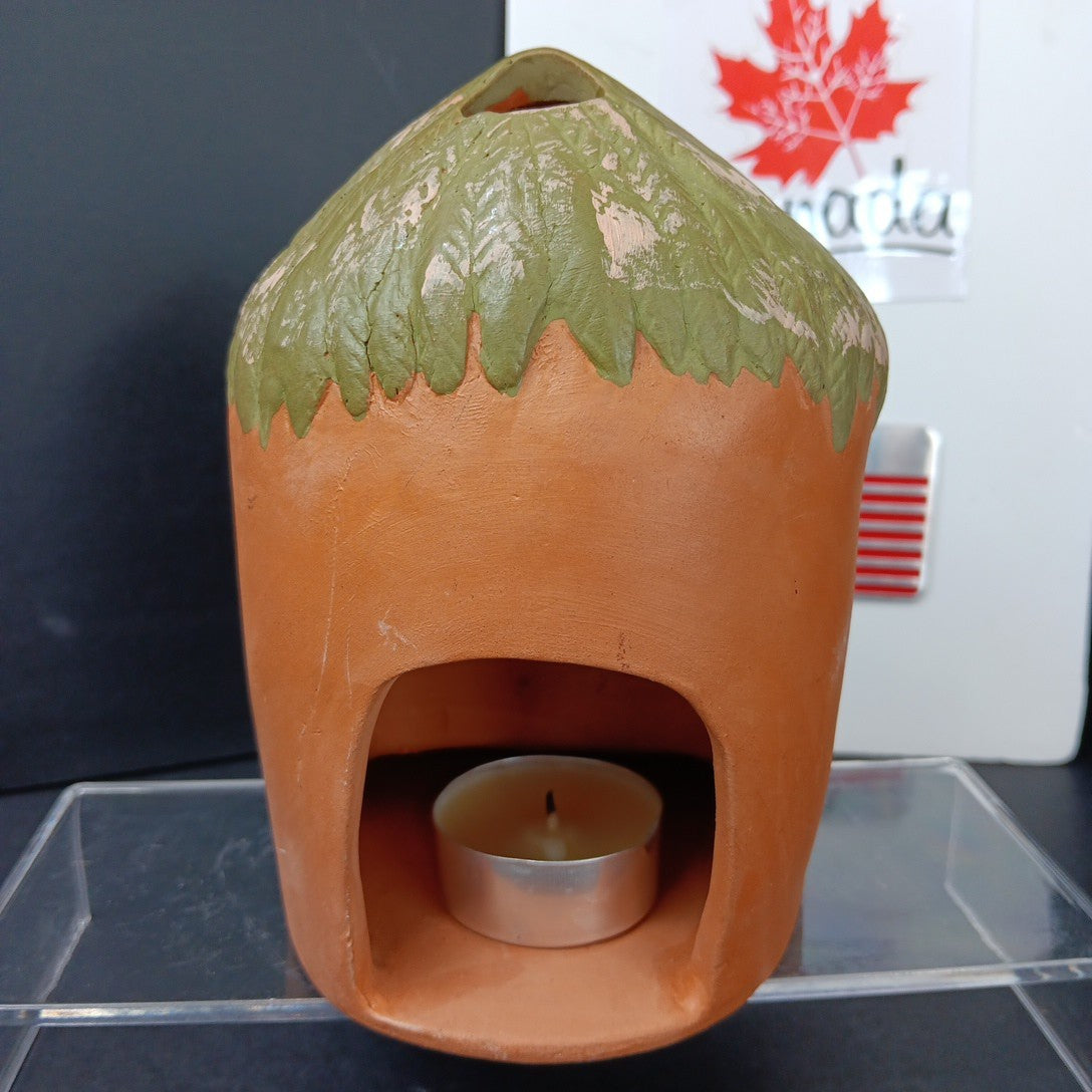 Peruvian Redware Terracotta Folk Art Christmas Nativity Scene Tea Light Holder