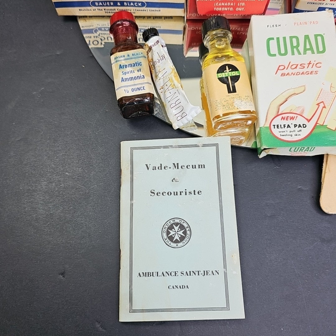 Vintage CURITY Automobile First Aid Kit Bauer & Black Near Completely Full WOW!