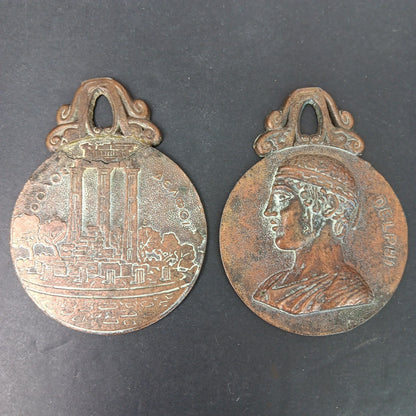 2 Vintage 1947 Metal Art Delphi Paper Letter Clip Holder Greece Read