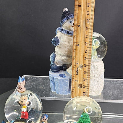Disney Parks And Two Christmas Snowglobes Fishing Snowman / Toy Factory 3pcs CN