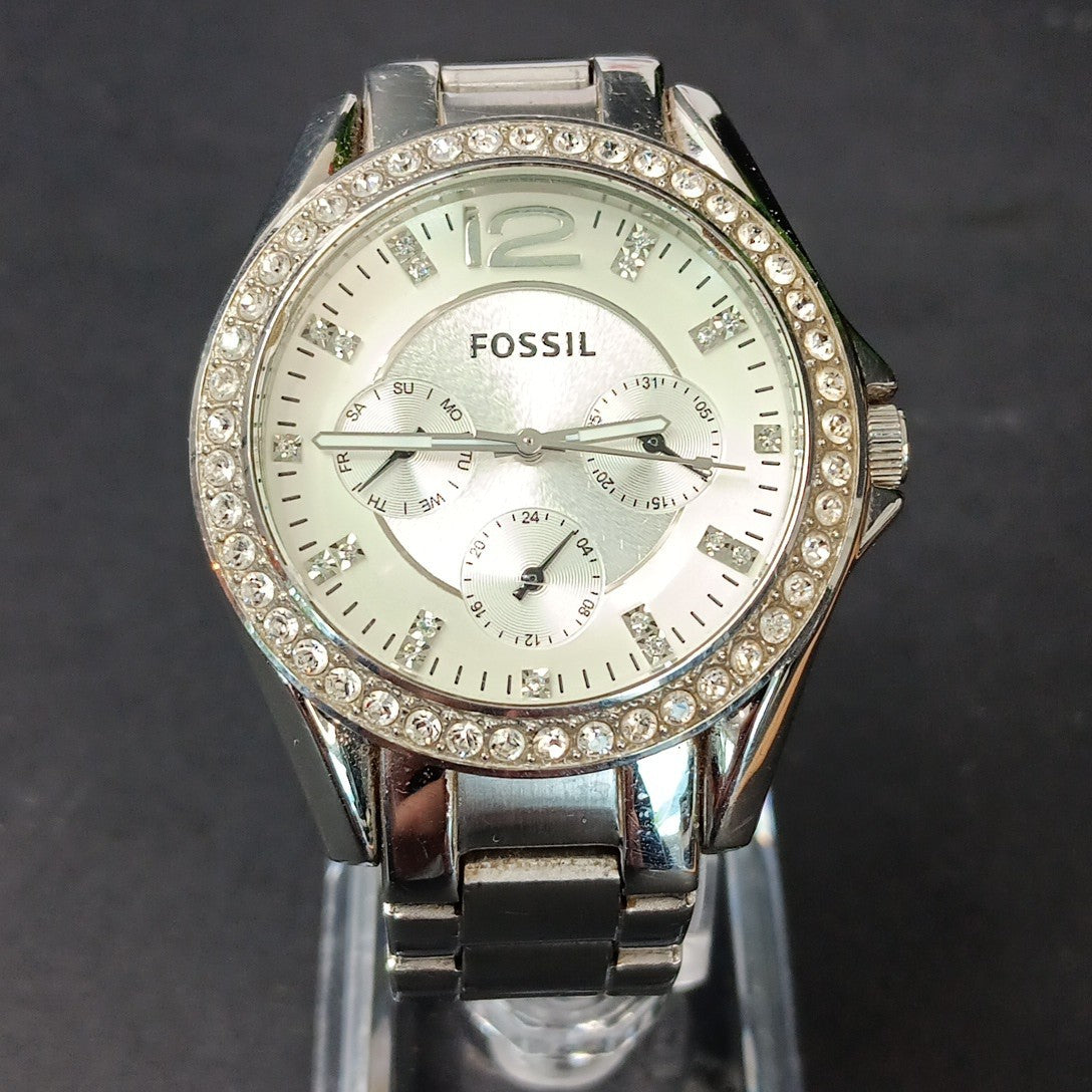 Fossil Riley ES3202 Women 37mm Stainless Steel Analog Dial Quartz Watch Chips