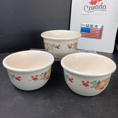 Set of 3 Corelle Corning Abundance Ramekins Bowls 4 Inch Stomeware CN