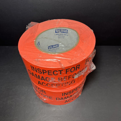 X2 Inspect For Damages Before Accepting Sticker ULINE S-7387 500 Roll 3x5" USA