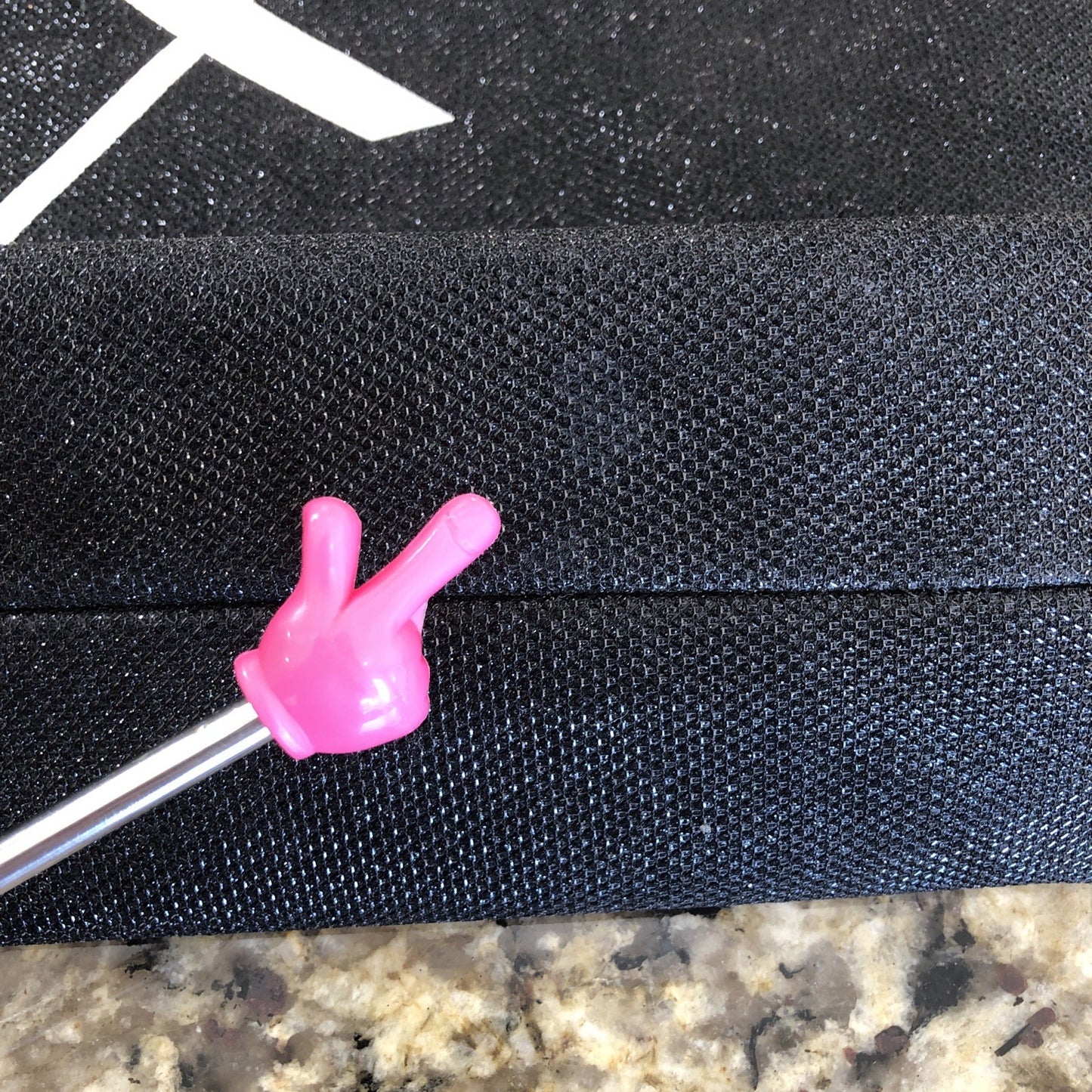 Victoria’s Secret Large Tote Bag Black Silver Heart Logo Handles Shimmery CN