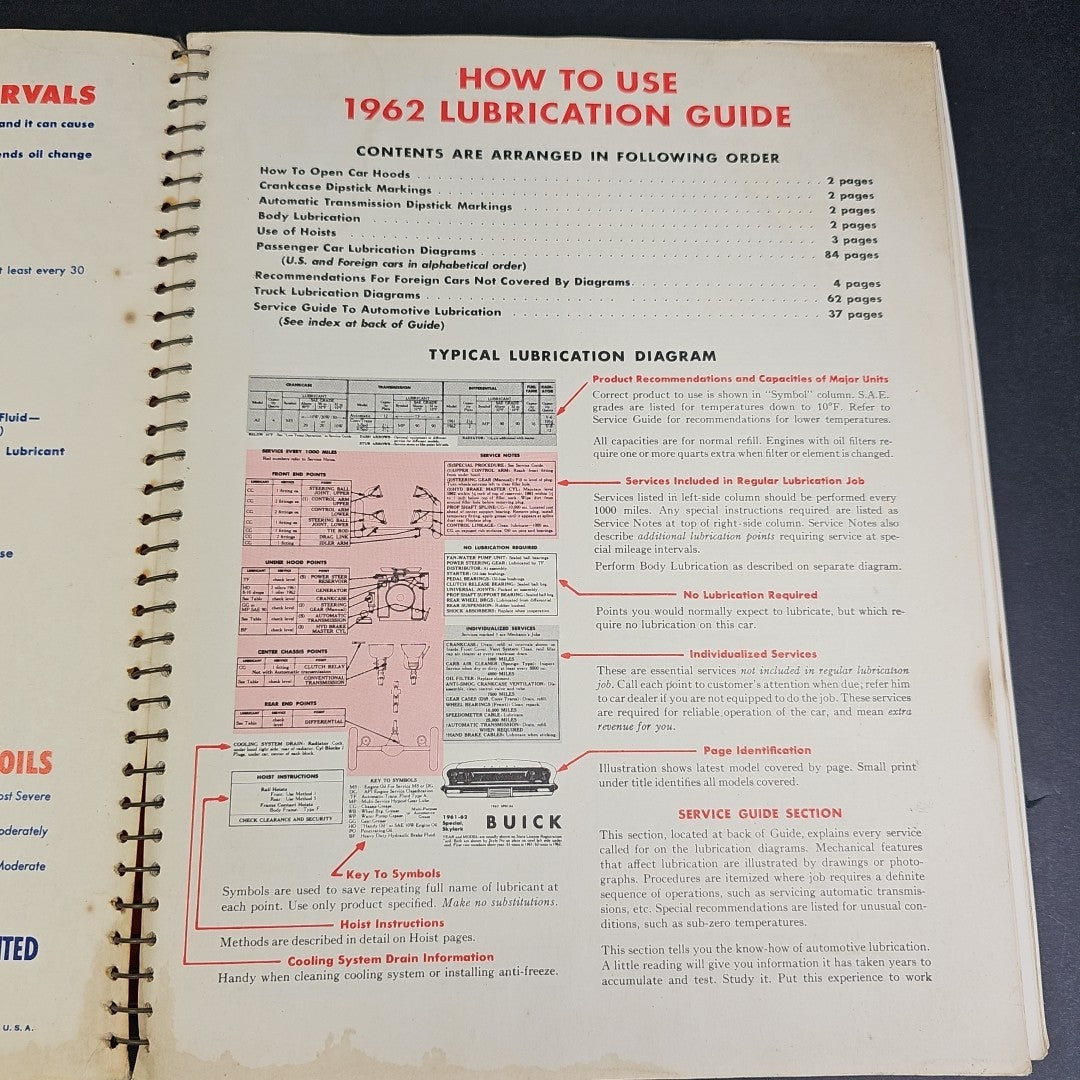1962 RPM Car Care Lubrication Guide for Chevron, Standard Service Stations USA