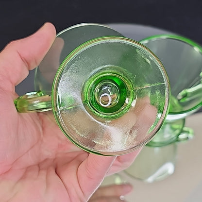 Uranium Glass Depression Glass Geiger UV Tested Sugar And Milk Cups Gorgeous!