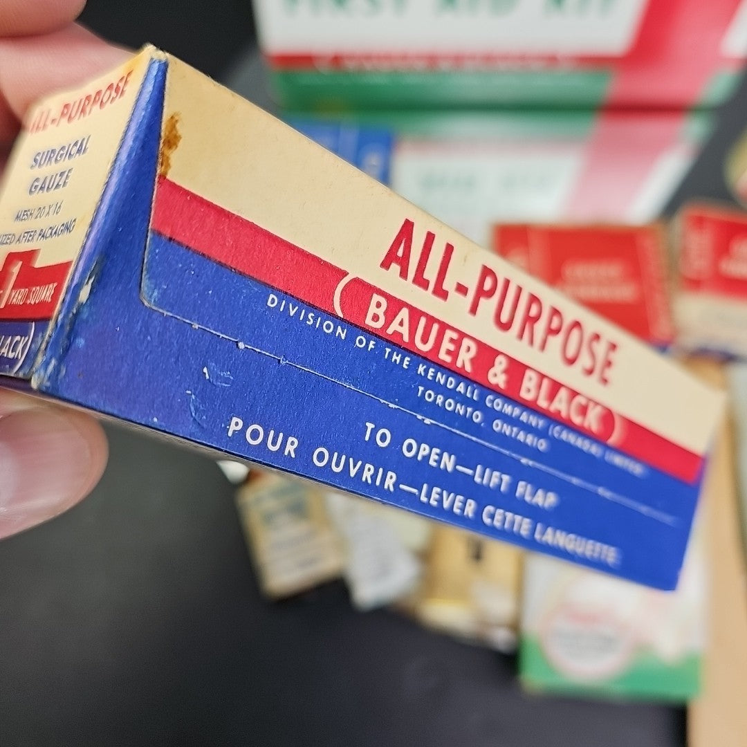 Vintage CURITY Automobile First Aid Kit Bauer & Black Near Completely Full WOW!