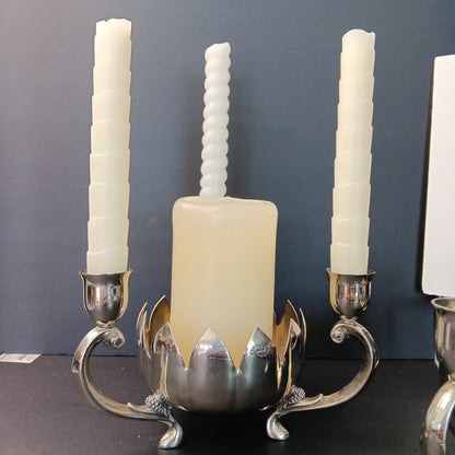 Pair Of Silver Plated Candelabras Lotus Flower Candle Holders. Read. No Candles
