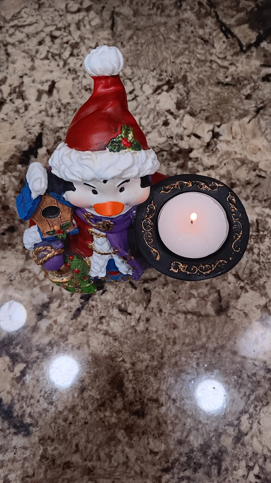 Christmas Decor Penguin Tealight Candle Holder Santa Hat Christmas Tree Bird