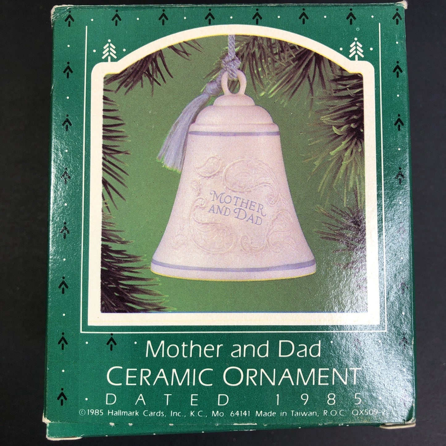 Hallmark Bell Mother And Dad Ceramic Ornament Dated 1985 Keepsake Christmas TW