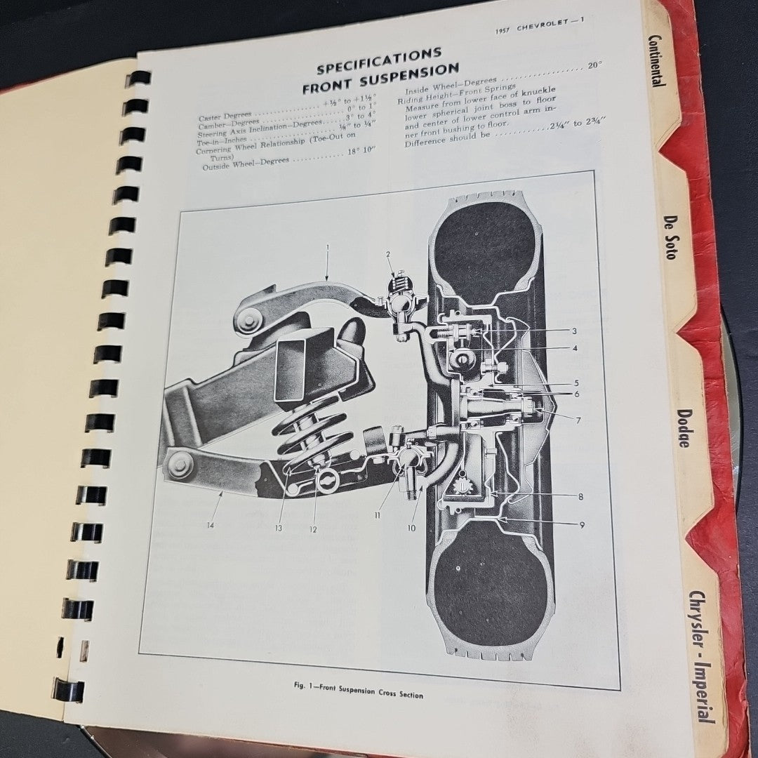 1957 JOHN BEAN OPERATORS WHEEL ALIGNMENT MANUAL PASSENGER CARS