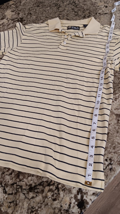 PGA Authentic Small Mens T-Shirt Yellow With Navy Blue Stripes TH