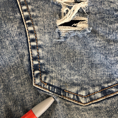 Size 26 X 27.5 Bluenotes Women’s Denim Super High Rise Jegging Rips Grunge X