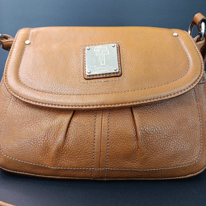 Tignanello Leather Brown Hobo Handbag Magnetic Zip Close Purse With Defects CN