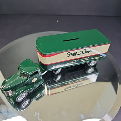 Ertl Snap-On 1948 Diamond T Tractor Trailer Die-Cast Metal Coin Bank Read