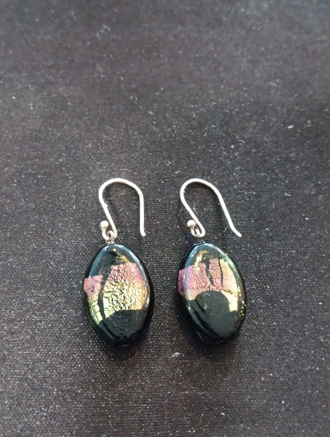 Pair Of Fused Glass Multi Color Dangle Drop Earnings Gift For Wife Girlfriend