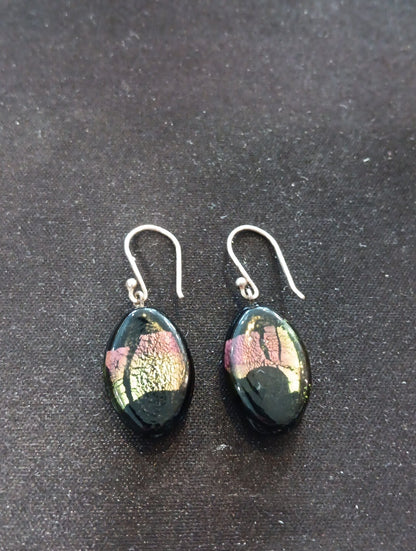 Pair Of Fused Glass Multi Color Dangle Drop Earnings Gift For Wife Girlfriend