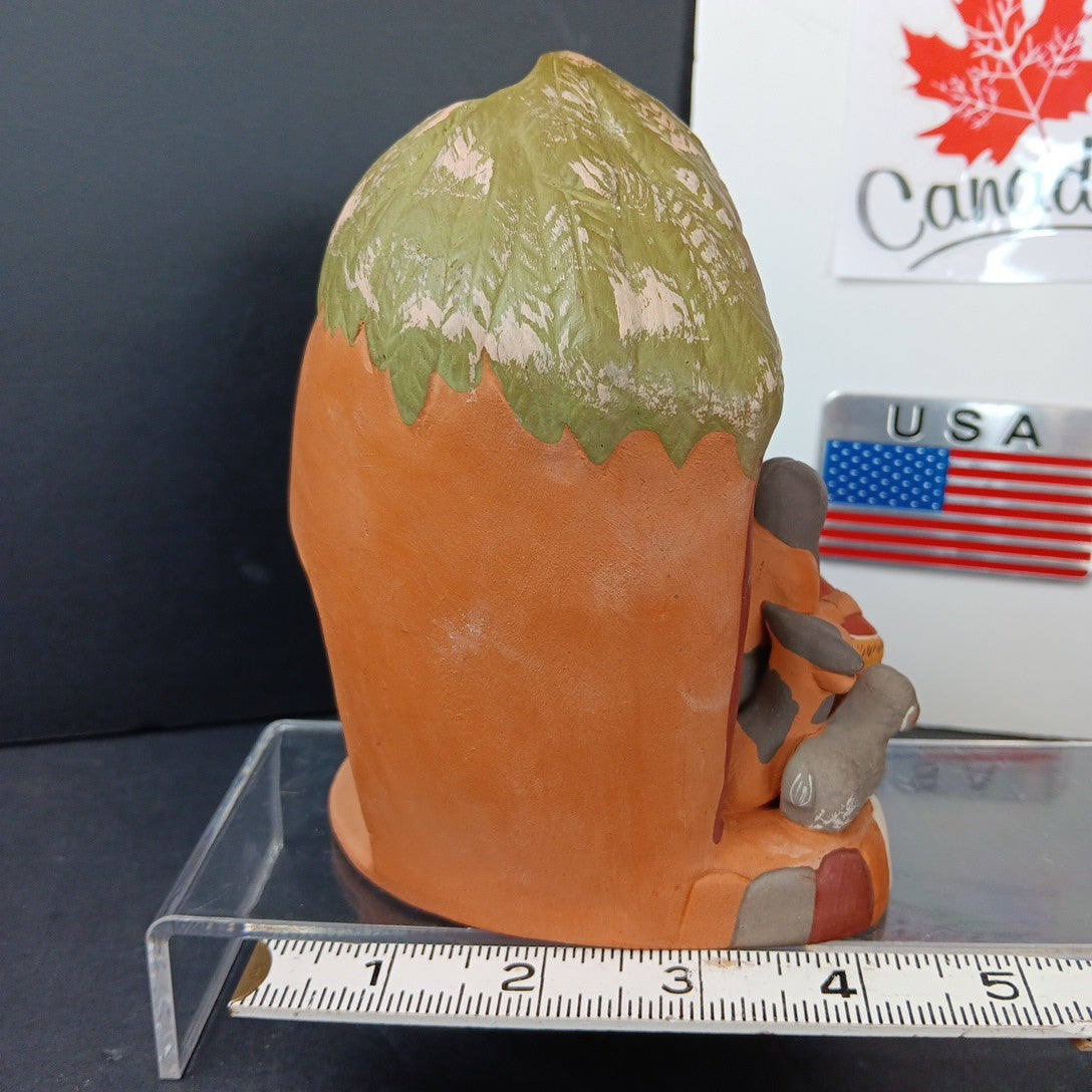 Peruvian Redware Terracotta Folk Art Christmas Nativity Scene Tea Light Holder