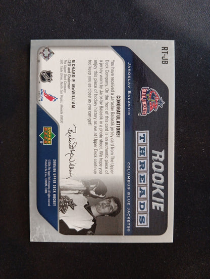2005-06 Upper Deck Threads Jaroslav Balastik Rookie Jersey #RT-JB Columbus Blue