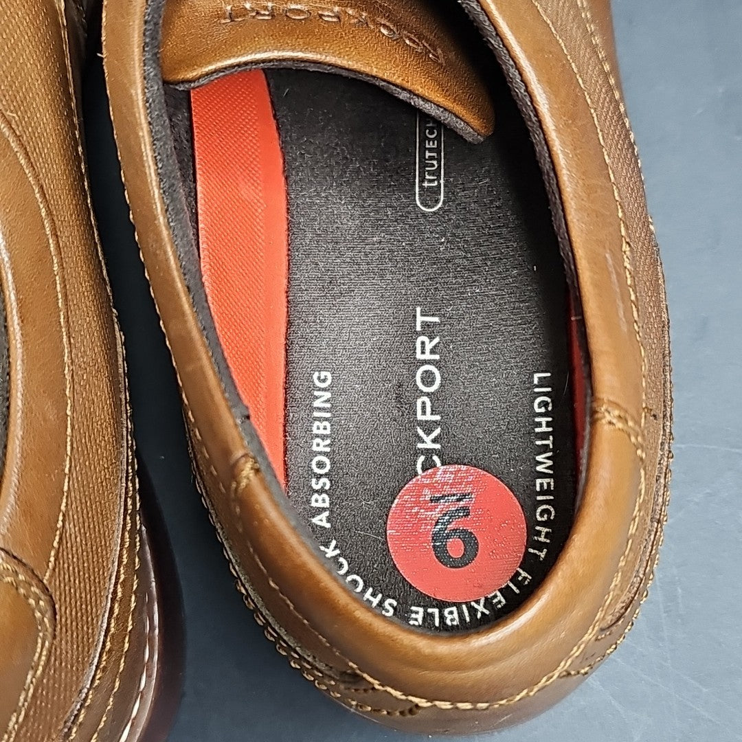 Rockport Cap Toe Derby Mens Dress Shoe Size 9 W Tan Brown Career Business India