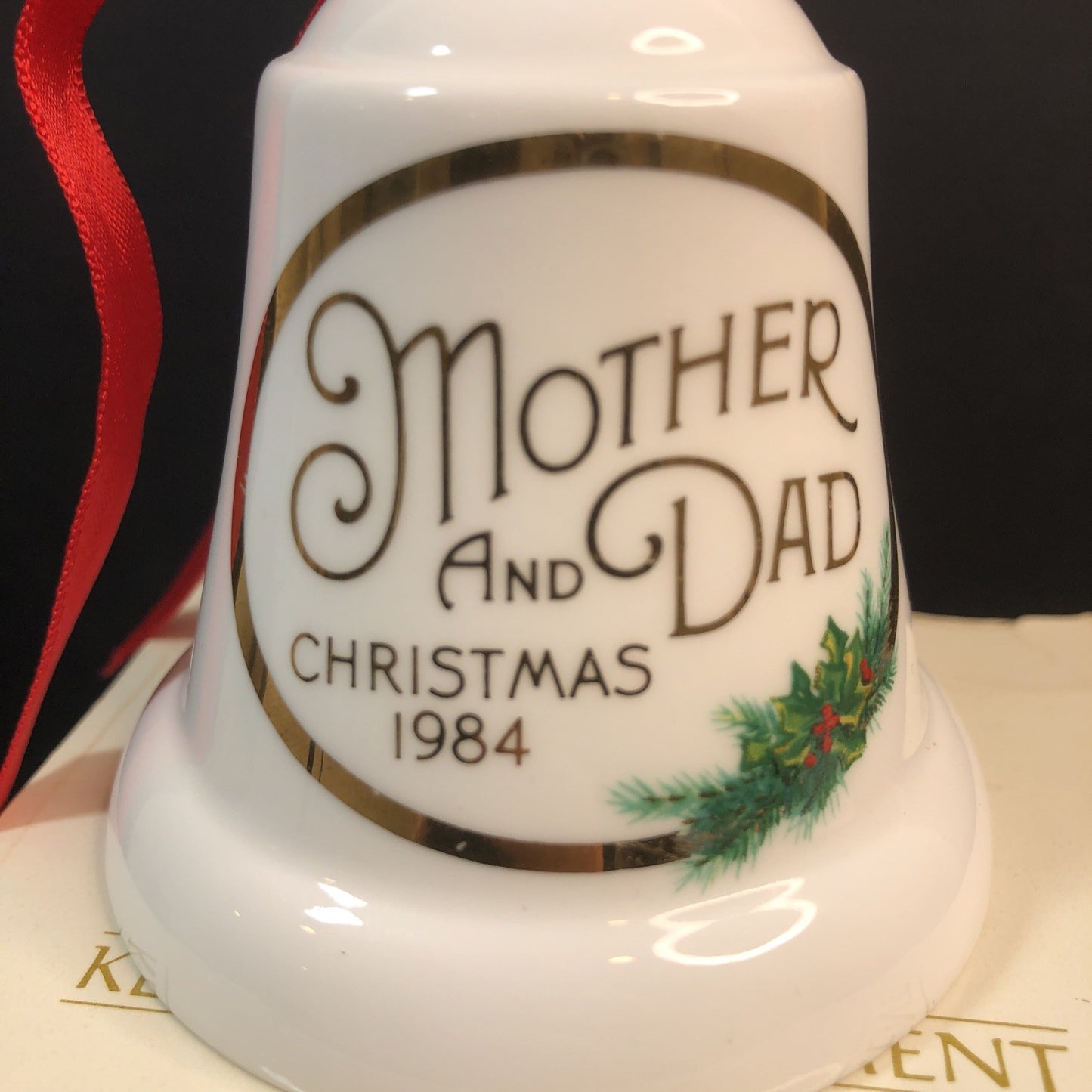 Ceramic Bell “Mom And Dad” Christmas Ornament Dated 1984 Keepsake Hallmark TW