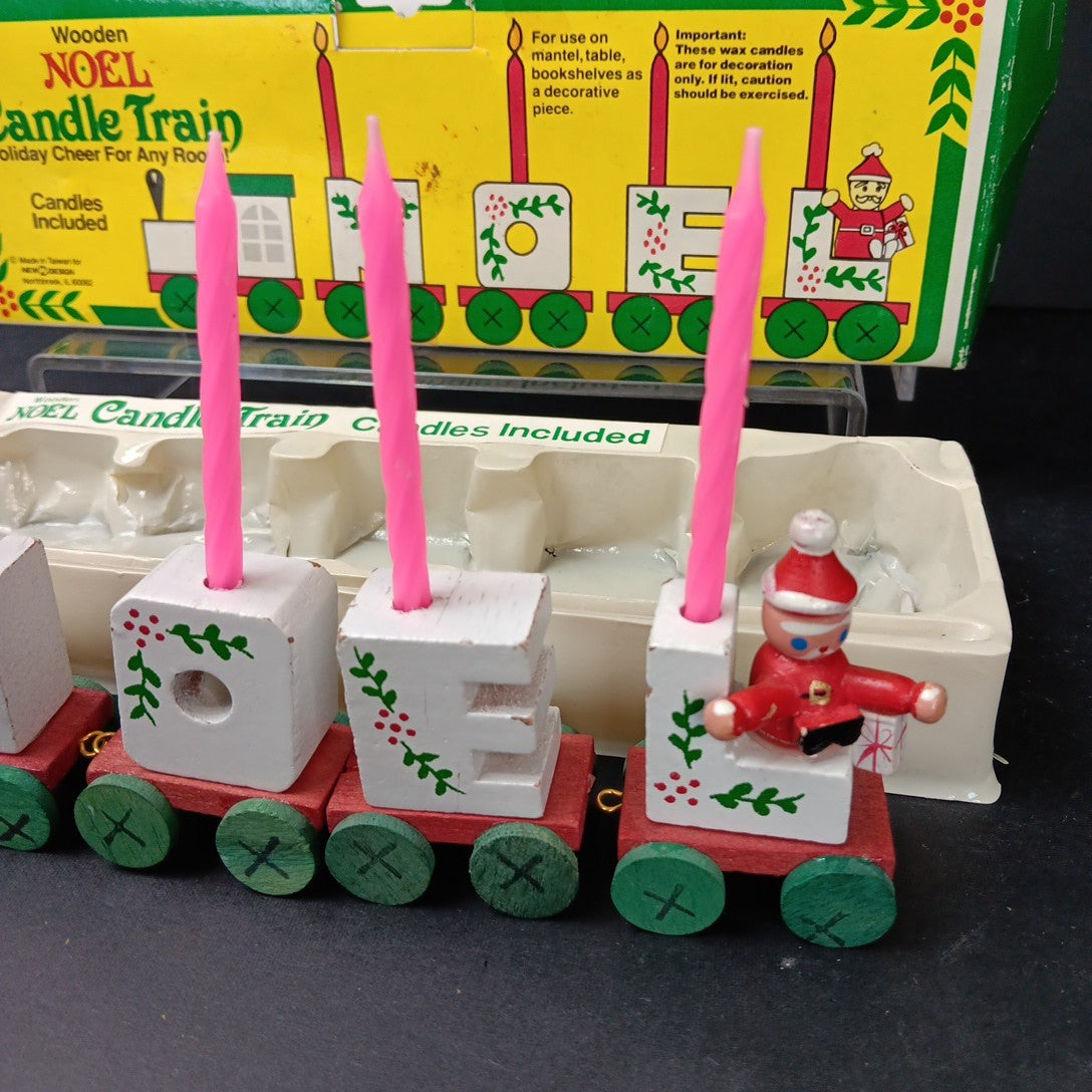 Giftco Wooden NOEL Candle Train Vintage 1982 White Painted Candles. Not Perfect