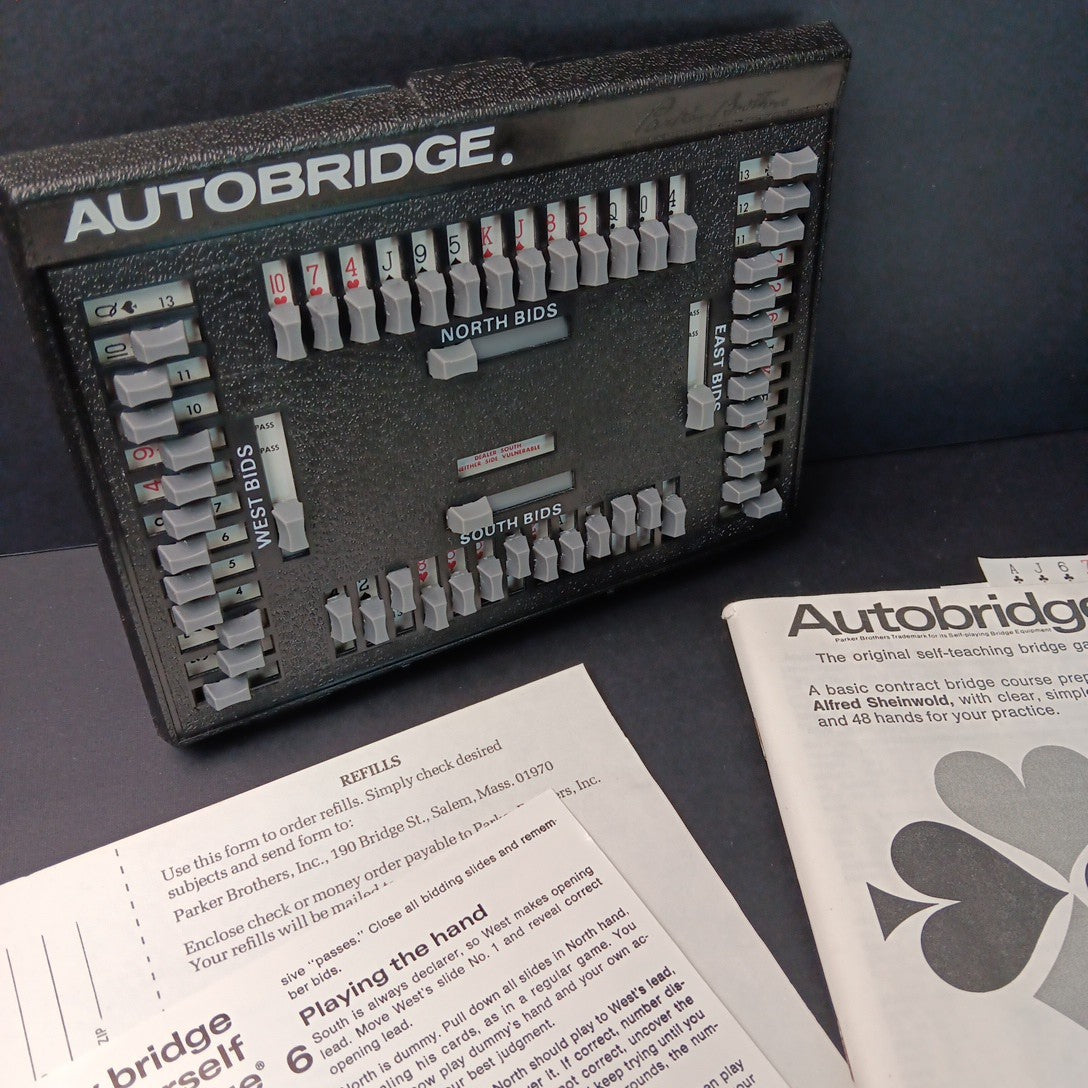 Vintage Autobridge Solo Bridge-Playing Game Handheld Parker Brothers EUC USA