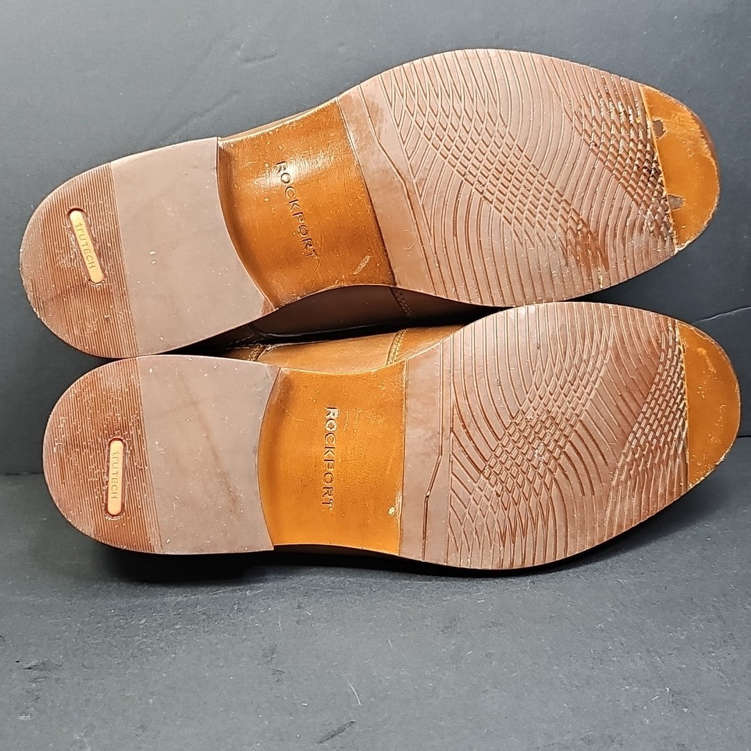 Rockport Cap Toe Derby Mens Dress Shoe Size 9 W Tan Brown Career Business India