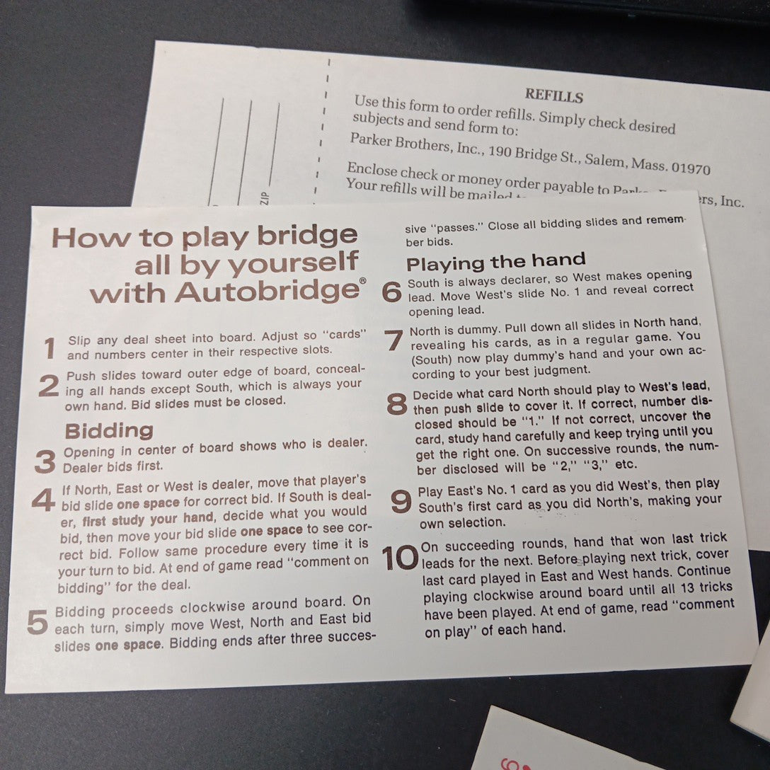 Vintage Autobridge Solo Bridge-Playing Game Handheld Parker Brothers EUC USA