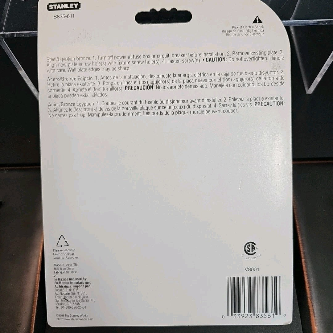 Stanley S835-611 Wall Plate Egyptian Bronze 4Pcs Dual Light Switch Cover CN USED