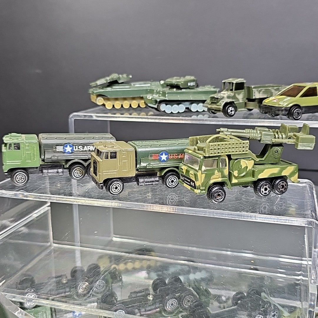 Military Trucks Cars Tanks 7pcs Toy Cars Vintage Camouflage Well Used Condition