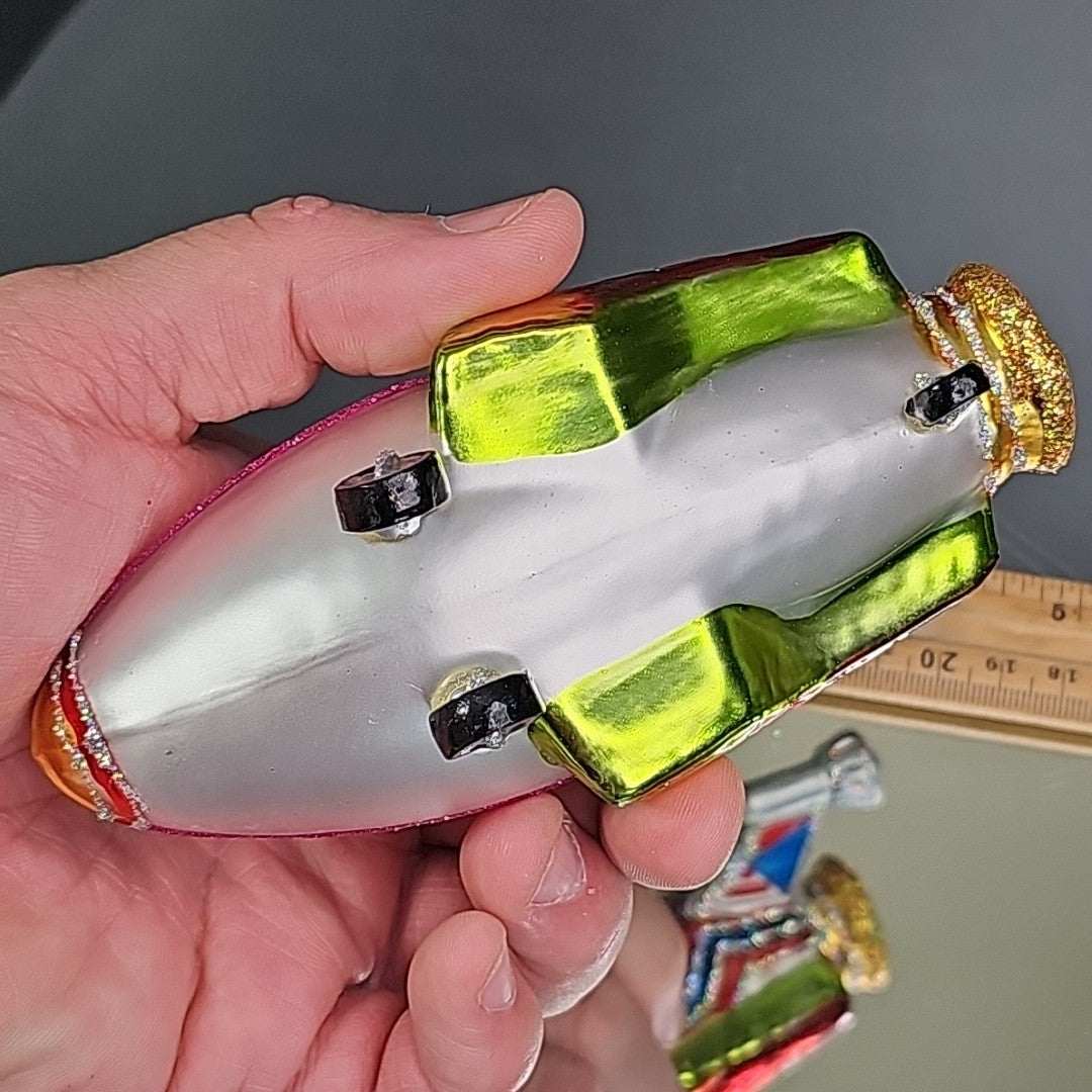 Glass Airplane Space Ship Christmas Ornament Rare Collectable 5.5 Inch