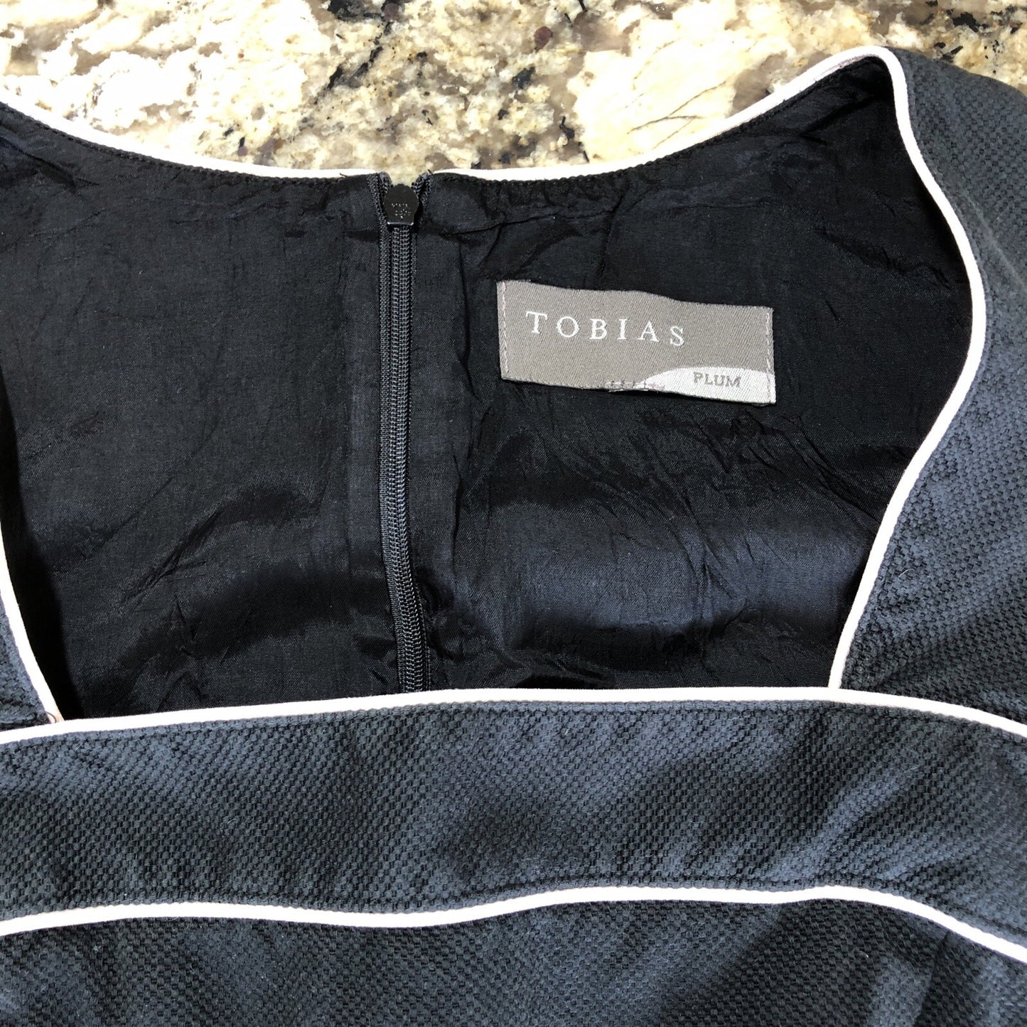 Sz 6 Tobias Plum Womens Dress Black White Trim Zipper Back Causal Formal Canada