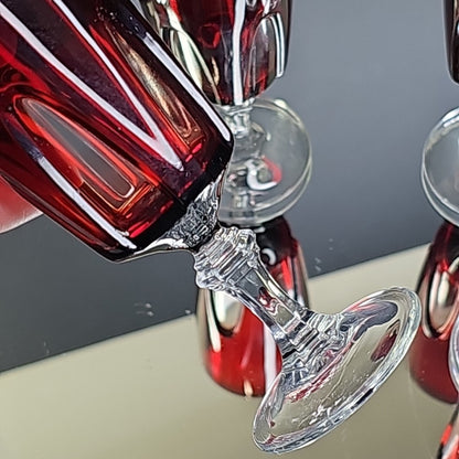 4 Vintage Luminarc Verrerie D'Arques Ruby Red Wine Glasses Champagne flute